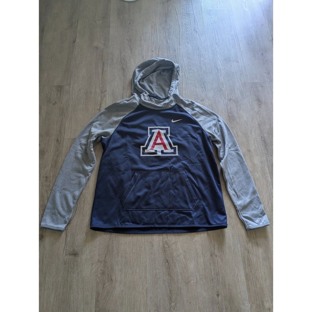 Nike Arizona Wildcats Hoodie Unisex L Navy Blue Gray Thermafit Athletic